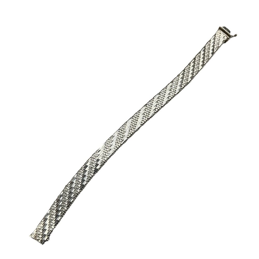 Vintage Italian Sterling SiIver Riccio Bracelet  7.5" Long 9.7mm Wide 24.9g
